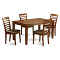 East West Furniture DUML5-MAH-LC Dudley 5 Piece Kitchen Set Includes a Rectangle Room Table and 4 Faux Leather Upholstered Dining Chairs, 36x60 Inch