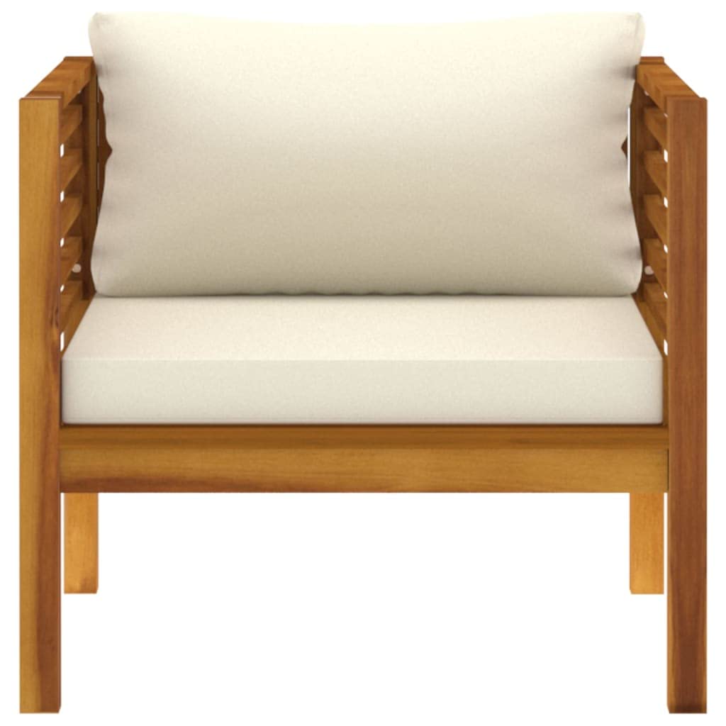 vidaXL Garden Chair: Comfortable Solid Acacia Wood Patio Chair with Cream White Cushions - Great for Outdoor Spaces Like Patio, Deck, Balcony