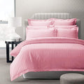 Homereels Microfiber 210Tc Plain Satin Stripes Ac Comforter Set King Size Double Bed With 1 Flat Bedsheet90X100 Inch And 2 Pill