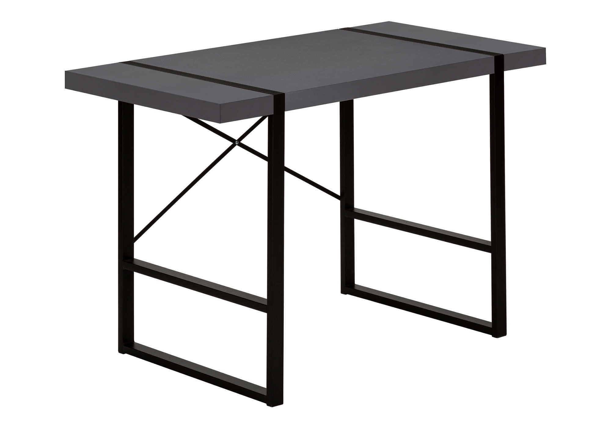 Monarch Specialties 7660 Computer Desk, Home Office, Laptop, 48 L, Work, Metal, Laminate, Grey, Black, Contemporary, Modern Desk