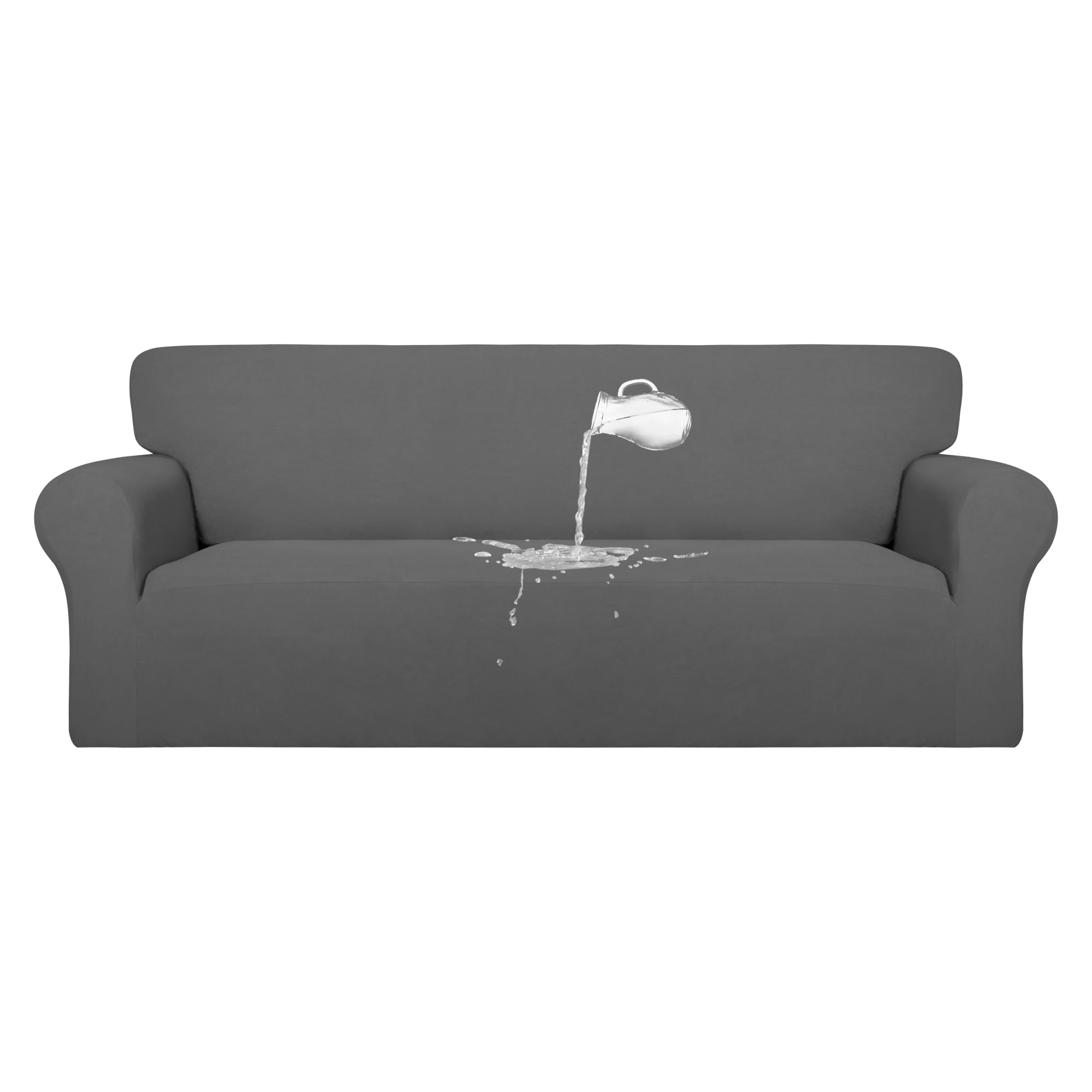 Purefit 100% Dual Waterproof Couch Cover Slipcovers For Couches And Sofas - Stretch Non Slip Fleece Sofa Covers Washable, Leakproof Furniture Protector For Kids, Pets, Dog (Oversized Sofa, Gray)