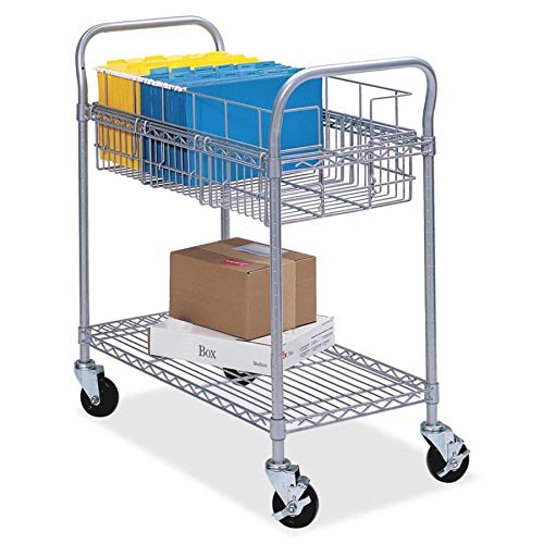 Wire Mail Cart, 600-Lb Cap, 18-3/4W X 39D X 38-1/2H, Metallic Gray