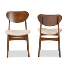Baxton Studio Katya Mid-Century Modern Sand Fabric Upholstered and Walnut Brown Finished Wood 2-Piece Dining Chair Set