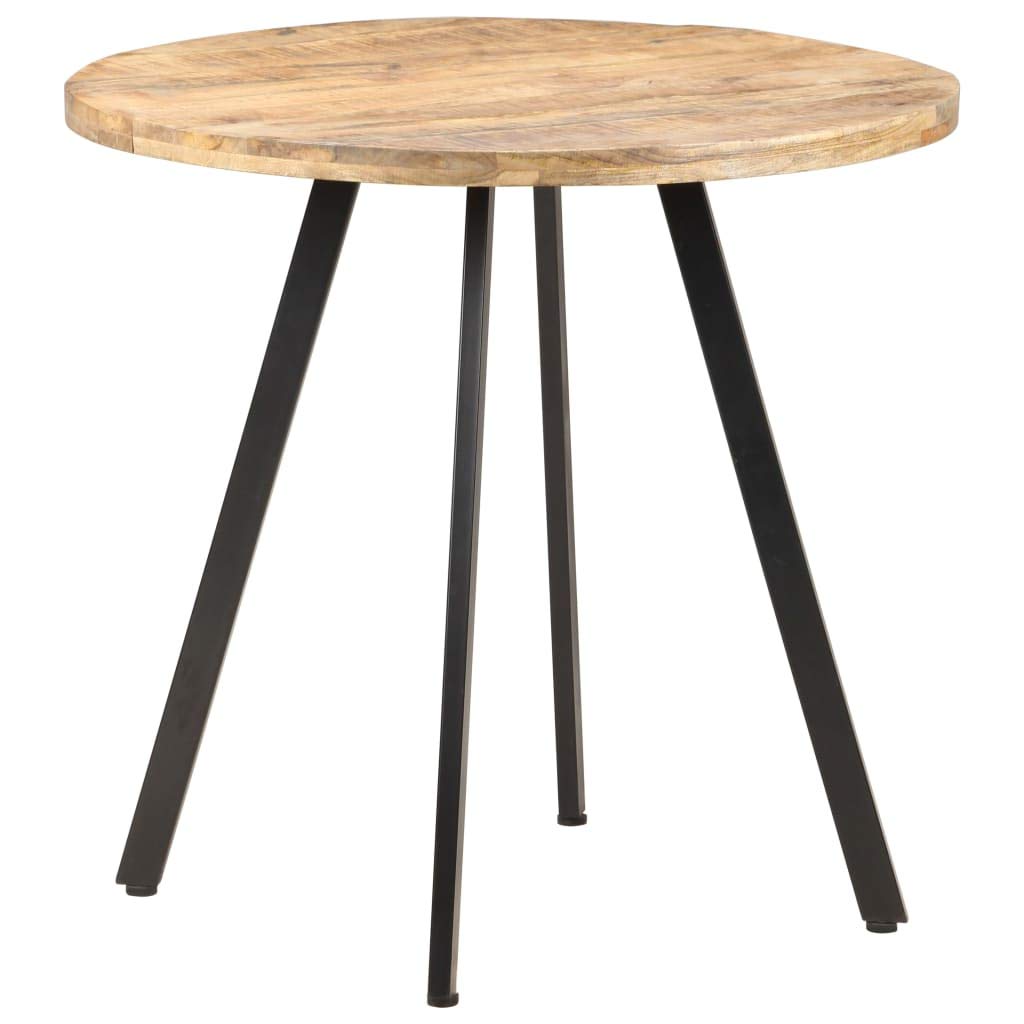 vidaXL Handmade Dining Table - Round Design, Industrial Style with Black Powder-Coated Iron Legs - Rough Mango Wood - Brown, Diameter 31.5in