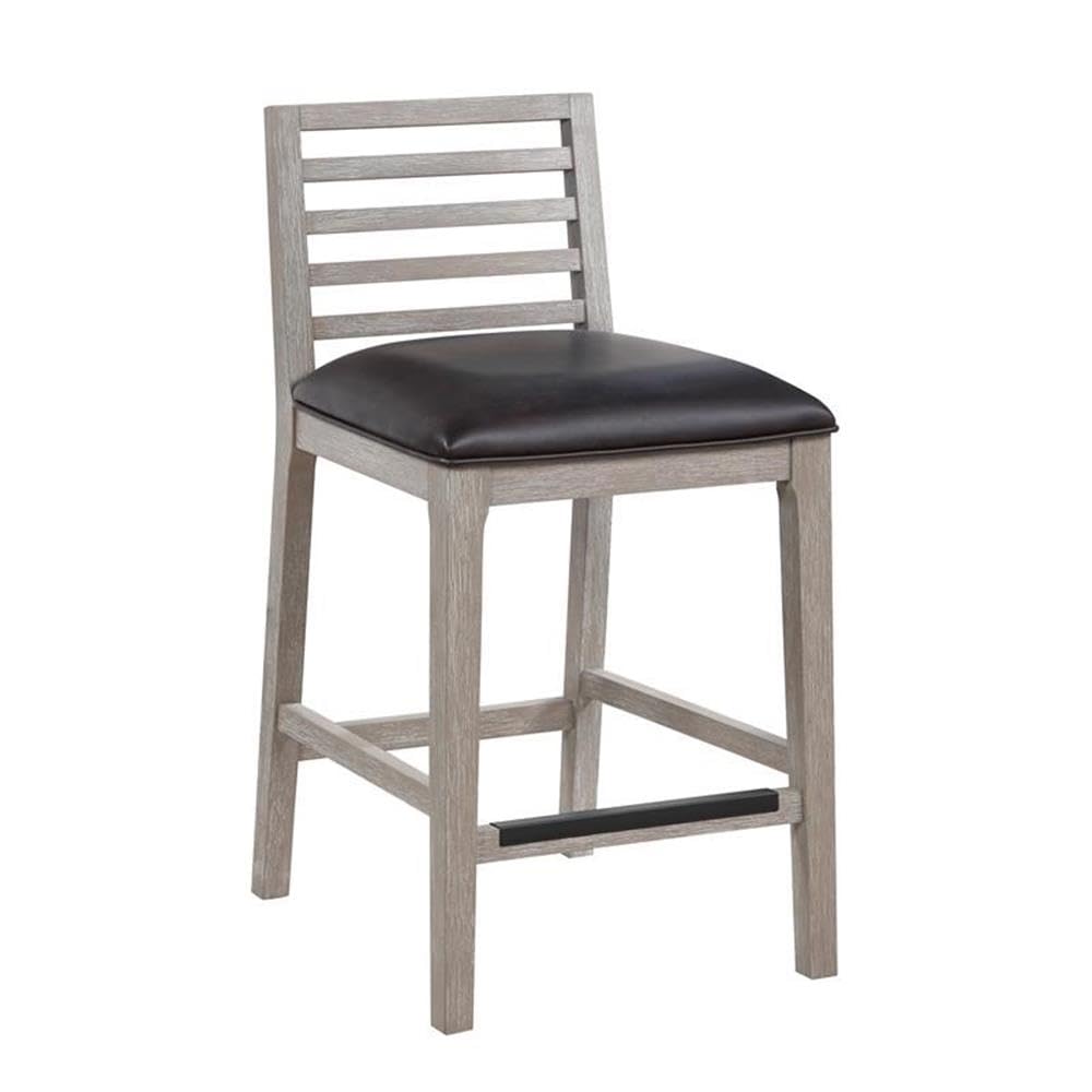 American Woodcrafters Siri Gray Wood with Brown Bonded Leather Counter Stool