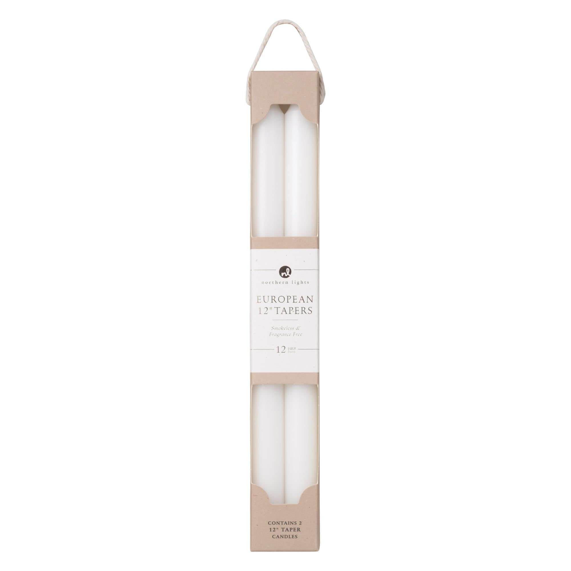 Northern Lights Candles - 12 2pk Tapers - Pure White - 72872