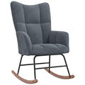 vidaXL Velvet Rocking Chair - Dark Gray - Modern Design - Comfortable Foam Padding - Steel Frame with Solid Rubber Wood Rocking Rails