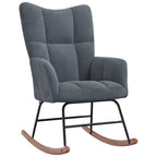 vidaXL Velvet Rocking Chair - Dark Gray - Modern Design - Comfortable Foam Padding - Steel Frame with Solid Rubber Wood Rocking Rails