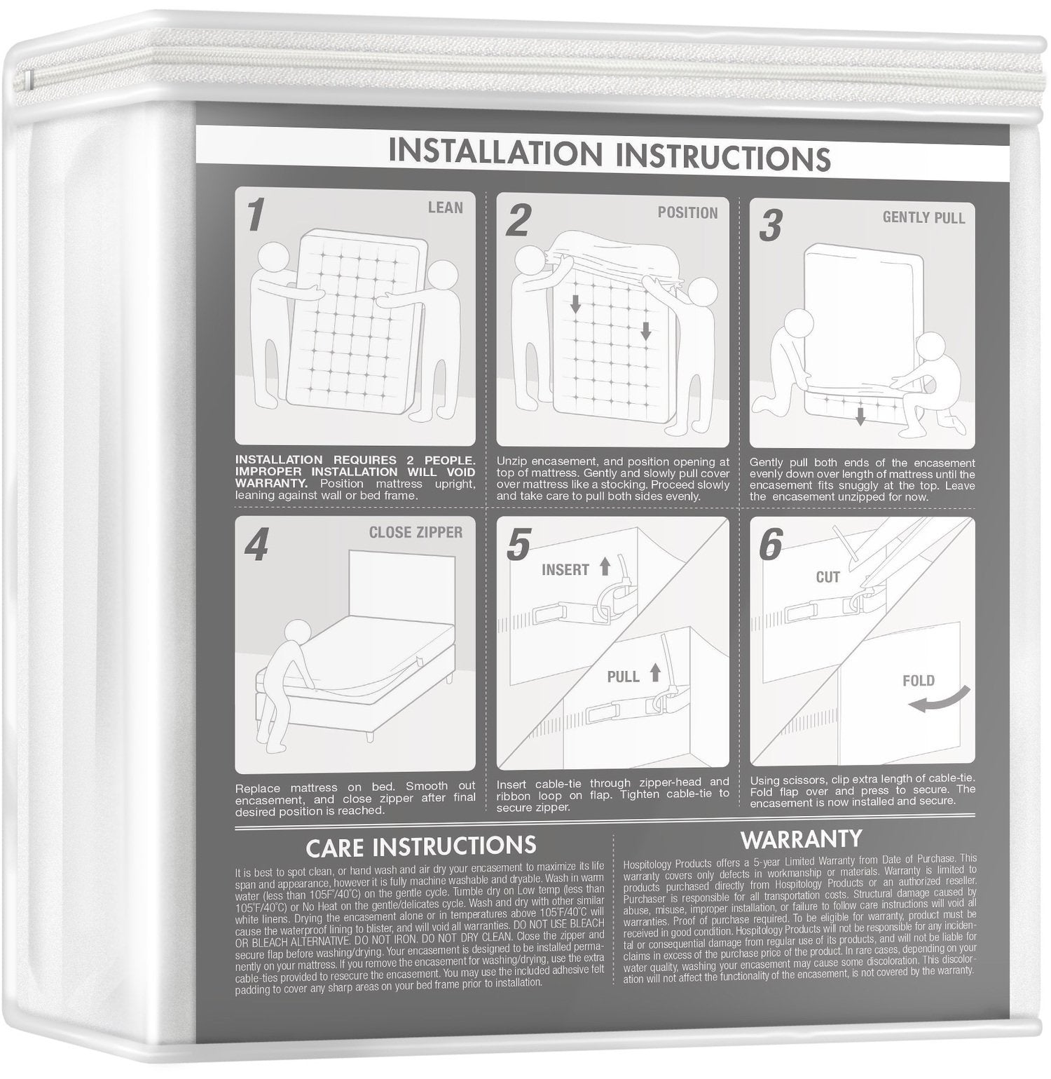 Hospitology Products Mattress Encasement - Zippered Bed Bug Dust Mite Proof Hypoallergenic - Sleep Defense System - King - Water
