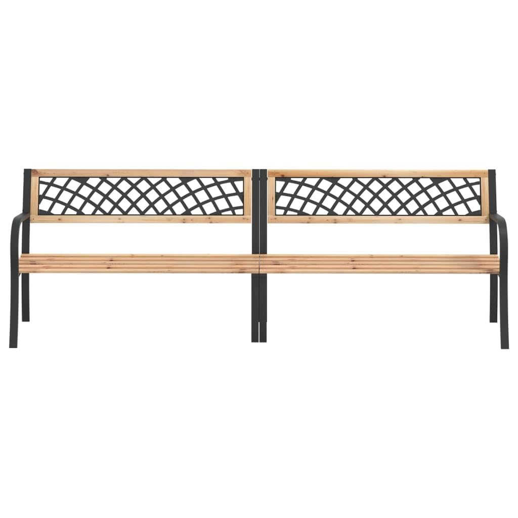 vidaXL 93.7" Twin Patio Bench - Durable Chinese Fir Wood and Steel Construction - Classic Design Outdoor Furniture - Weather-Resistant Garden Bench