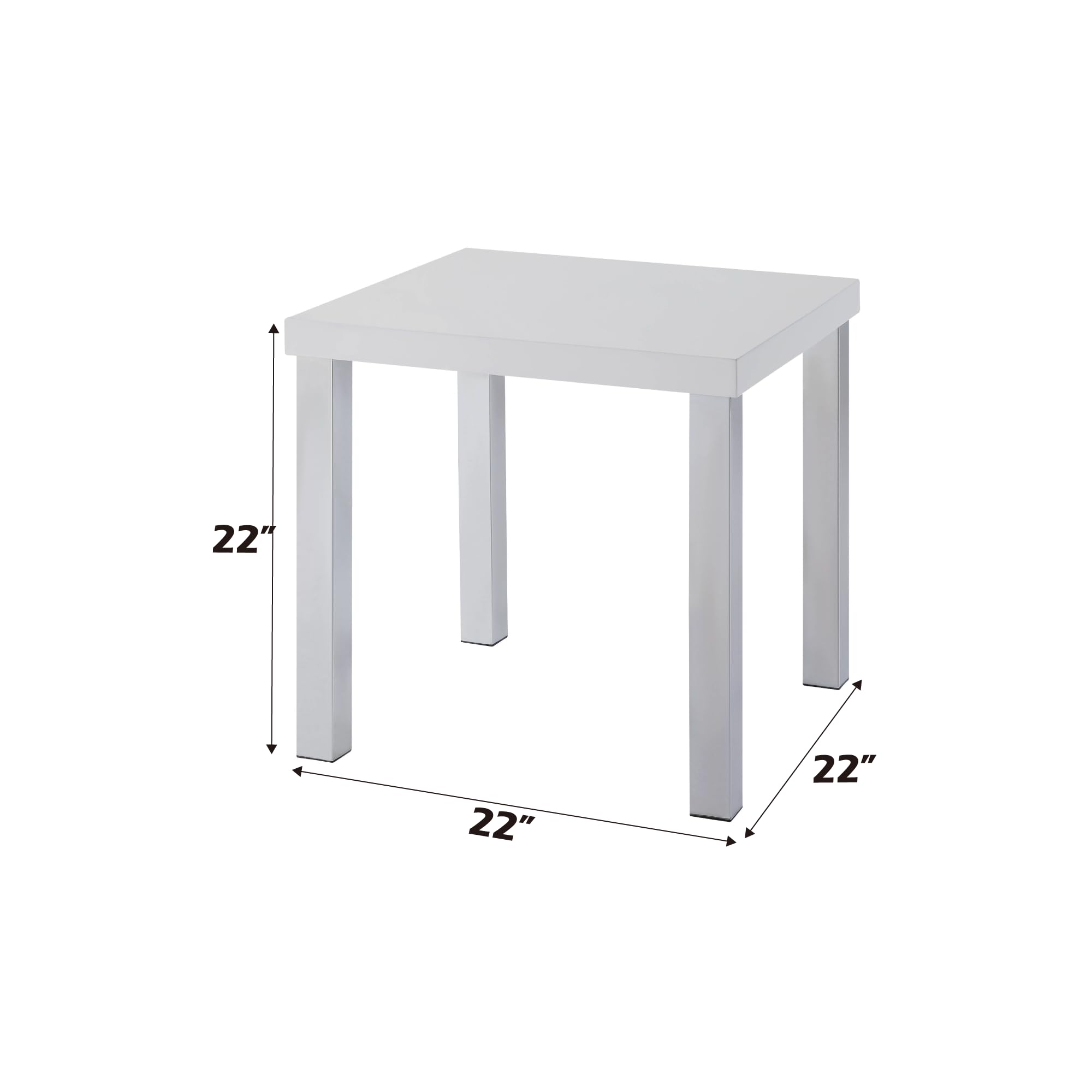 Acme Harta End Table in White High Gloss & Chrome