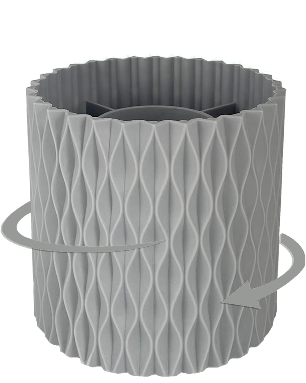 Lebenrich Rotating Pen Pencil Holder For Desk, 5 Slots Unique Grey Desk Pen Organizer Easthetic Desktop Supplies And Accessories
