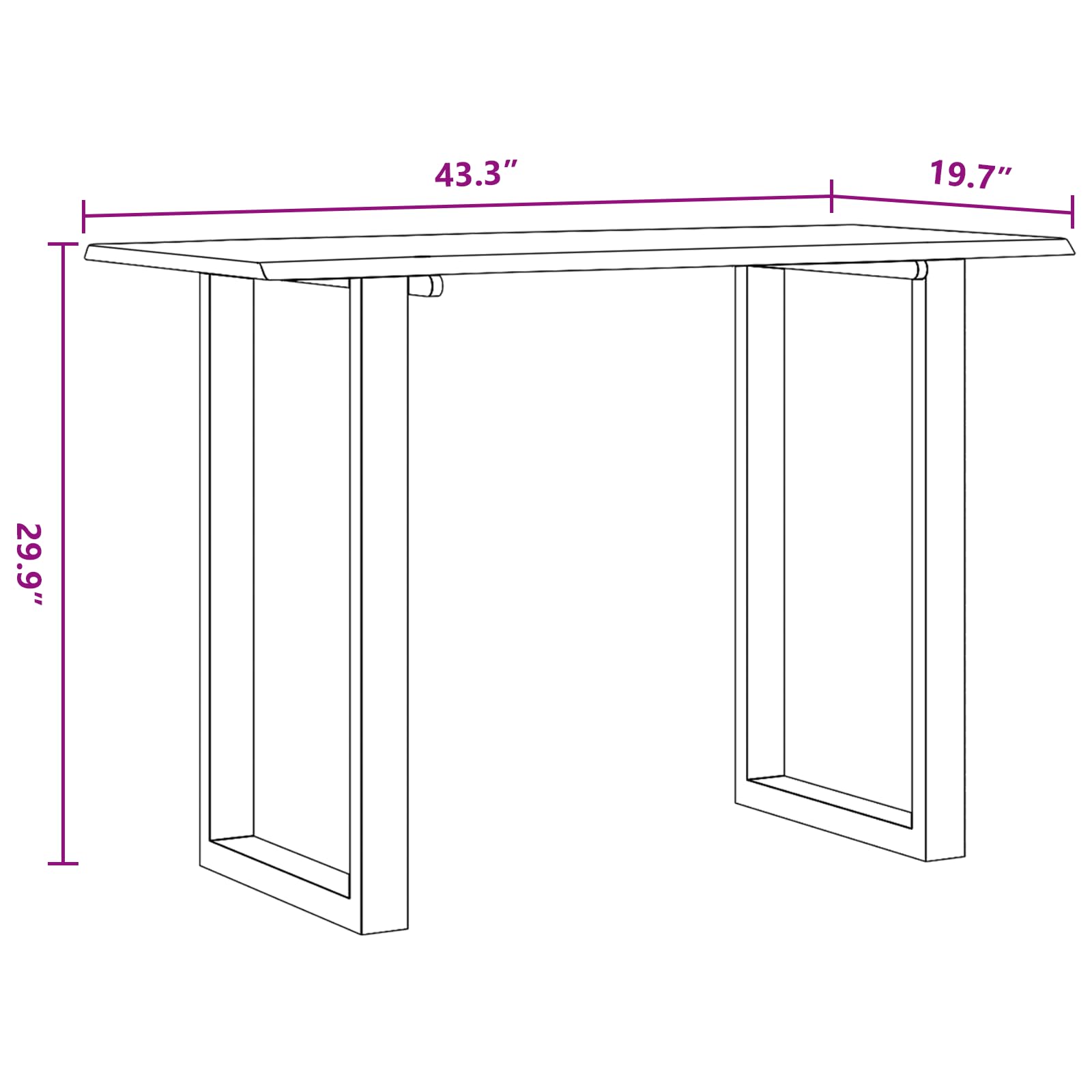 vidaXL Dining Table - Sturdy Industrial Design with Silver Iron Legs | Rich Brown Acacia Solid Wood Construction | 43.3&quot;x19.7&quot;x29.9&quot; Size | Ideal for Dining Room and Kitchen