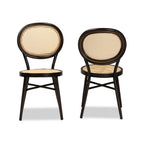 Baxton Studio Thalia Mid-Century Modern Dark Brown Finished Metal and Synthetic Rattan 2-Piece Outdoor Dining Chair Set