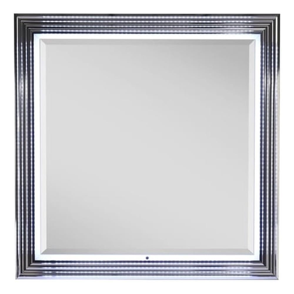 Global Furniture Usa Ylime Smooth White Engineered Wood Mirror With Led