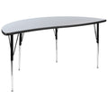 Flash Furniture 60 Half Circle Wave Collaborative Grey Thermal Laminate Activity Table - Standard Height Adjustable Legs