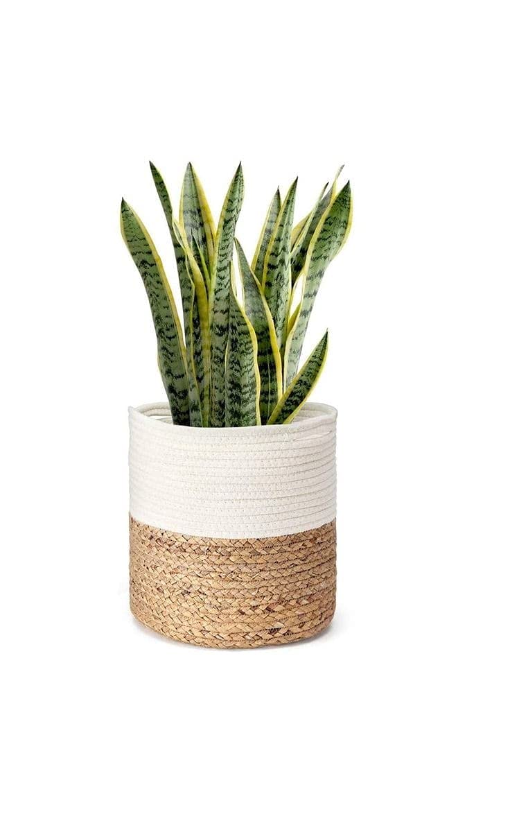 Jvk Decor Jute Planter Pots/Storage Basket With Handle, MultiPurpose Use For Bathroom Living Room ( 10X10 Inch )
