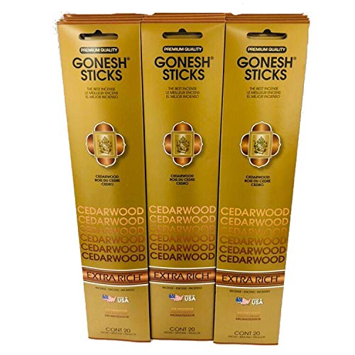 Gonesh Incense Sticks Extra Rich Collection: Cedarwood 12 Pack (20 Sticks/Pack)