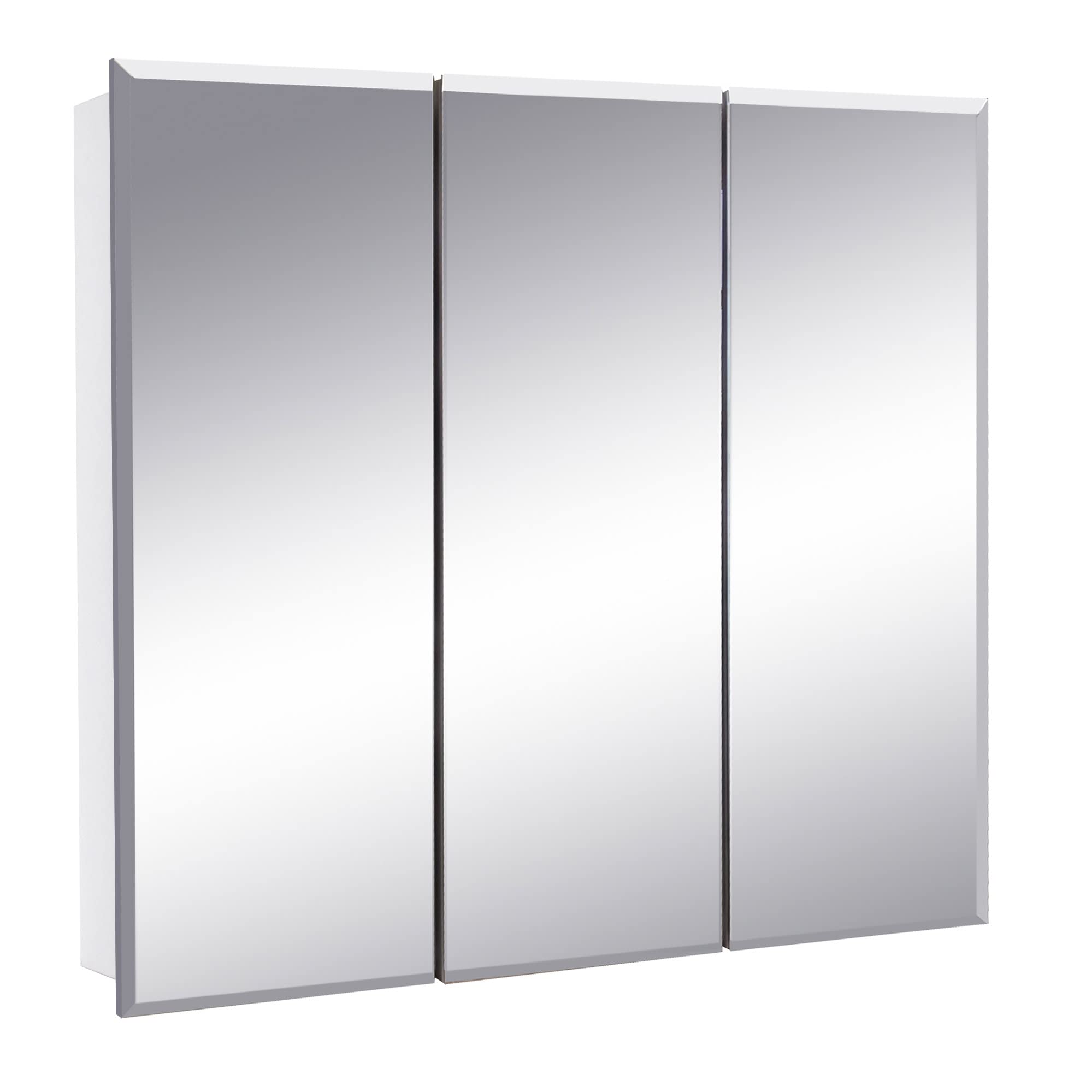 Design House Cyprus 30-in. Wide Medicine Cabinet, 3 Frameless Mirrored Doors, 2 Adjustable Shelves, Pre-Assembled, Surface or Re
