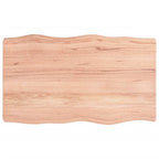 vidaXL Solid Oak Wood Live Edge Table Top - Light Brown, Treated Surface, Handcrafted Design, Versatile Use for Home Office and Commercial Settings