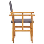 vidaXL Director's Chair 2 Pcs, Foldable Director's Chair with Fabric Seat Cover, Folding Camping Chair for Outdoor Garden Lawn, Solid Wood Acacia