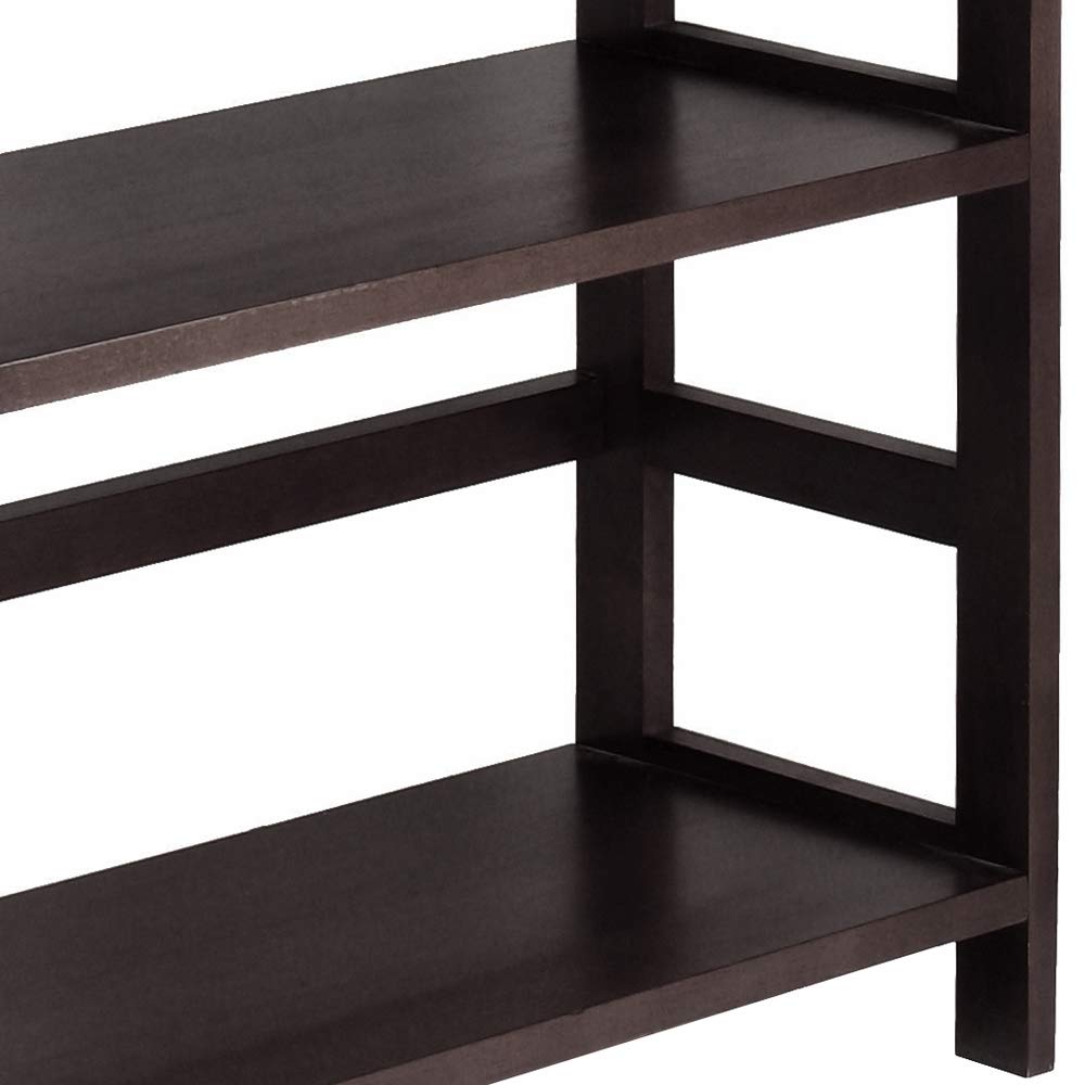 Winsome Wood Leo Wood 4 Tier Shelf with 6 Rattan Baskets in Espresso Finish