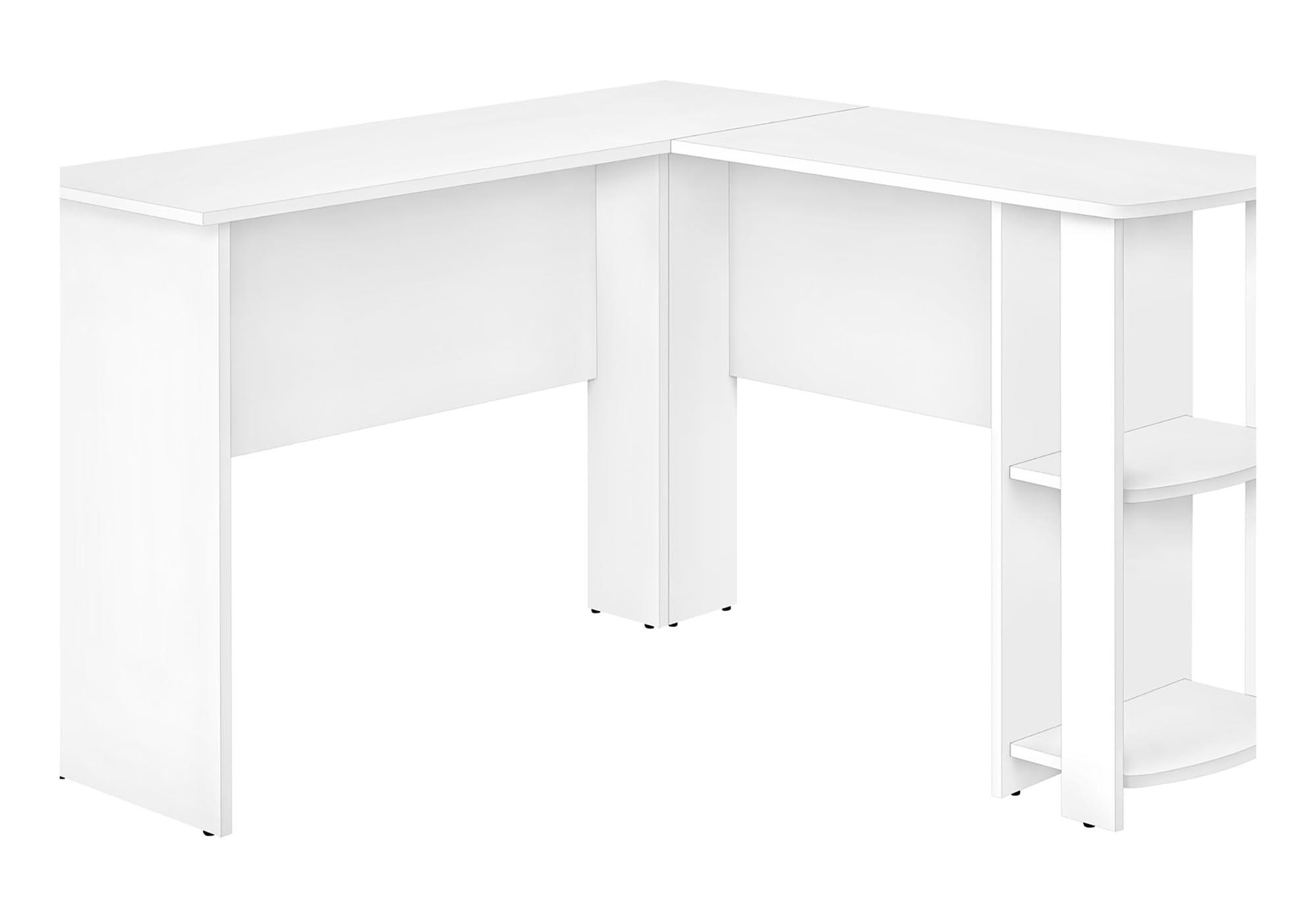 Monarch Specialties I 7723 Computer Desk, Home Office, Corner, Storage Shelves, 48' L, L Shape, Work, Laptop, Laminate, White, Contemporary, Modern