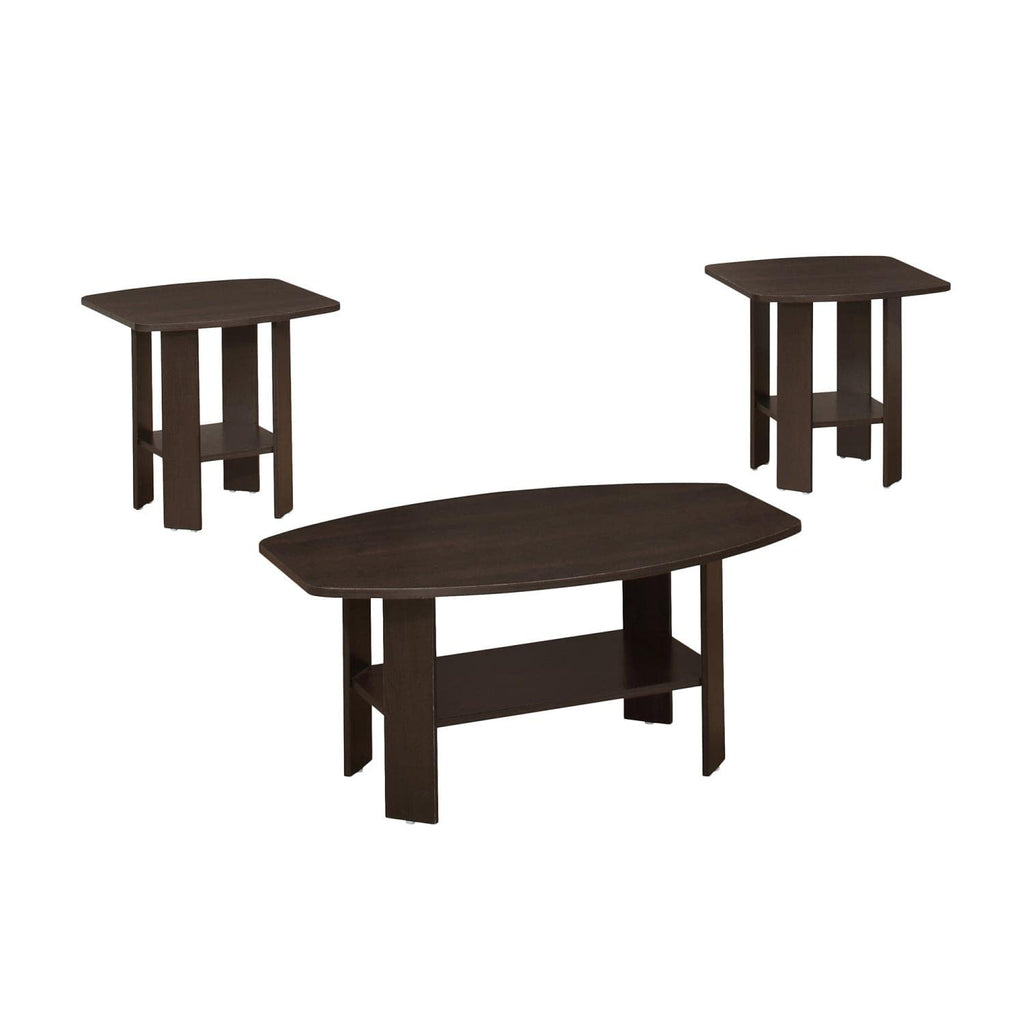 Monarch Specialties 7924P Table, 3pcs Set, Coffee, End, Side, Accent, Living Room, Laminate, Brown, Transitional Set-3Pcs Espresso, 35.5' L x 21.5' W x 16.25' H, Cappuccino