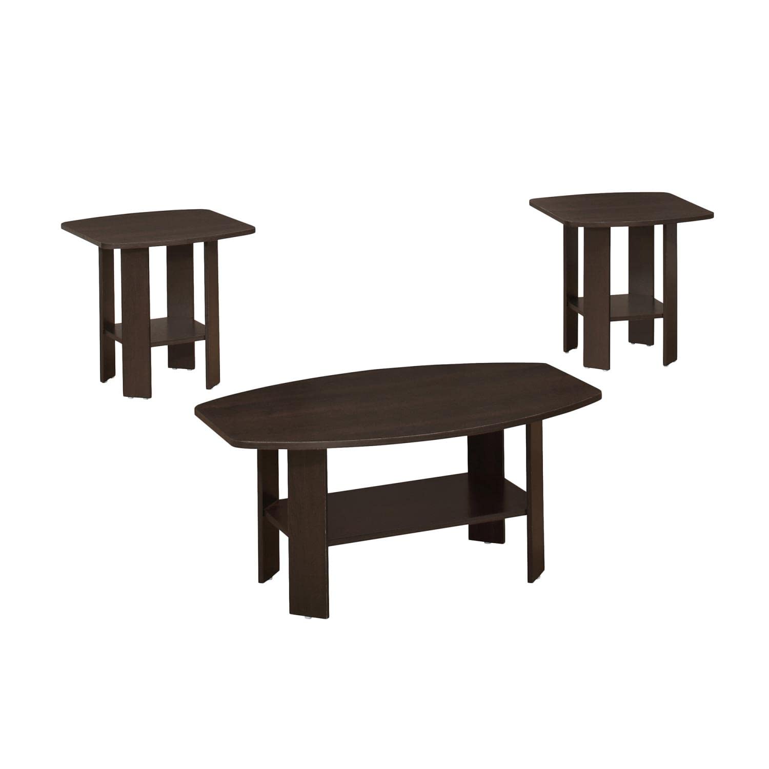 Monarch Specialties 7924P Table, 3pcs Set, Coffee, End, Side, Accent, Living Room, Laminate, Brown, Transitional Set-3Pcs Espresso, 35.5' L x 21.5' W x 16.25' H, Cappuccino