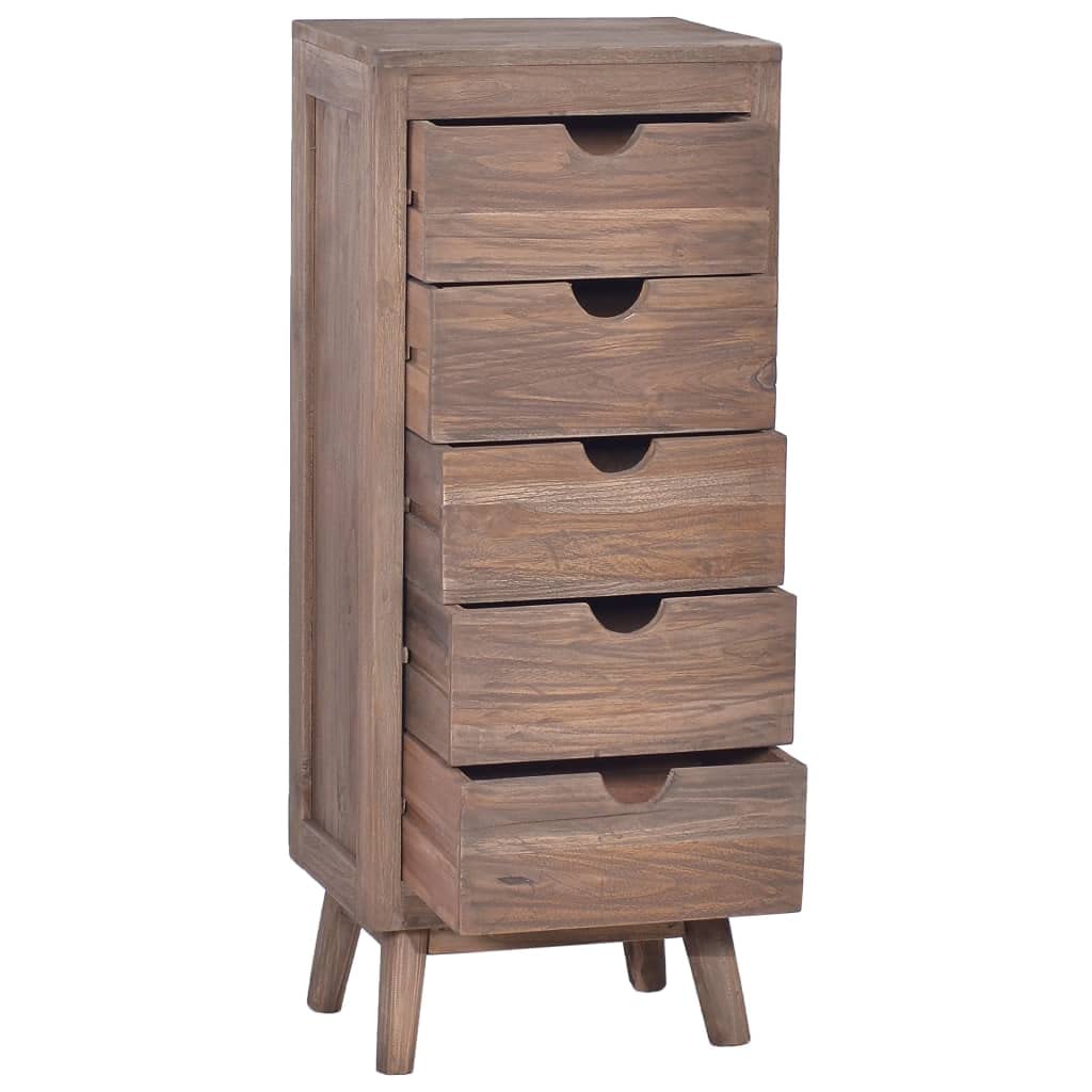 vidaXL Sideboard with 5 Drawers 15.7&quot;x11.8&quot;x39.4&quot; Solid Teak Wood
