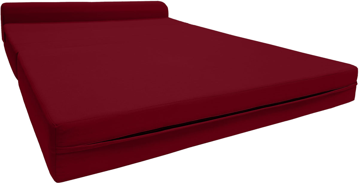 D&D Futon Furniture Sleeper Chair Folding Bed, Studio Sofa Guest Folded Mattress, High Density Foam (72 X 48 X 6, Red)