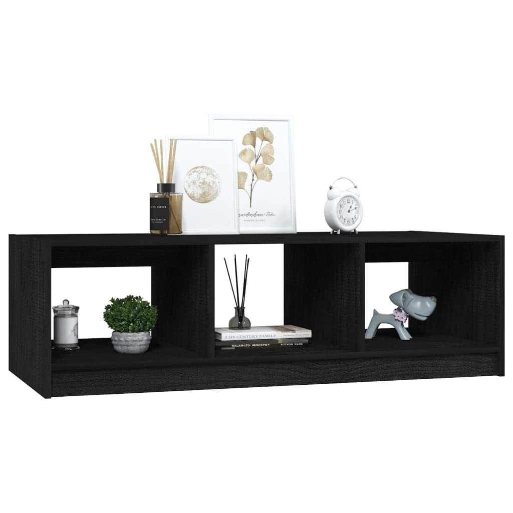 Vidaxl Coffee Table Black 43.3"X19.7"X13.4" Solid Pinewood