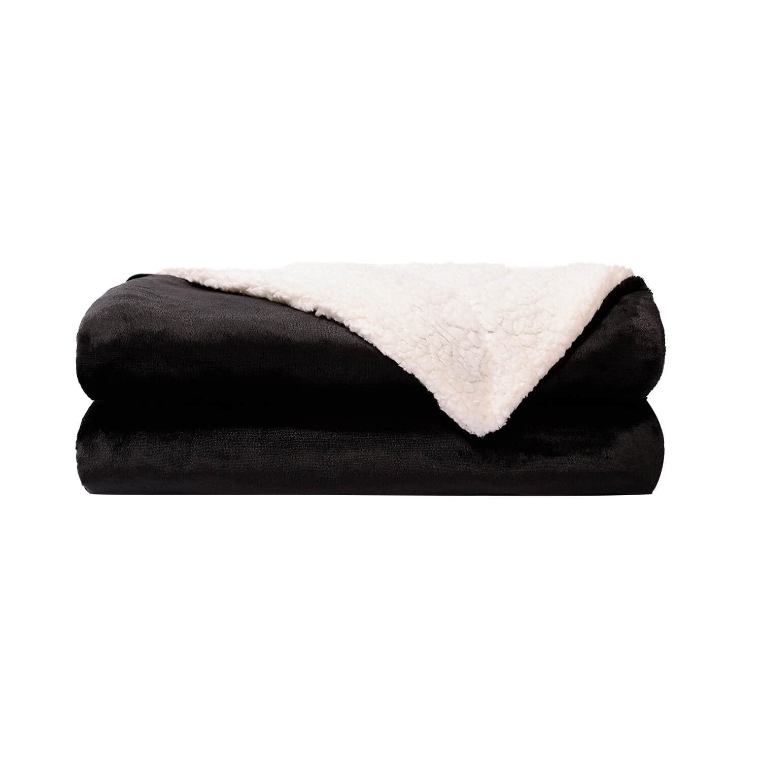 Nanpiper Fleece Blanket Sherpa Throw,Soft Fuzzy Twin Blankets For Couch,Black 60'X80'