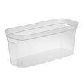 Sterilite 6.25 x 6.25 x 15 Inch Narrow Modern Storage Bin with Comfortable Carry Through Handles and Banded Rim for Household Or