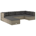 vidaXL 7-Piece Patio Lounge Set - Weather-Resistant Gray Poly Rattan, Comfortable Thick Cushions, Adjustable Corner Sofa, Versatile Modular Design, Steel Powder-Coated Frame