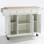 Crosley Furniture Full Size Wood Top Rolling Kitchen Island Storage Cart, Microwave Stand, Spice Rack, White