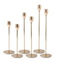 6Pcs French Honey Gold Candlestick Holders, Tall Taper Candelabra Stands fits 3/4 inch Thick Pillar Candle Stick, Elegant Decor 