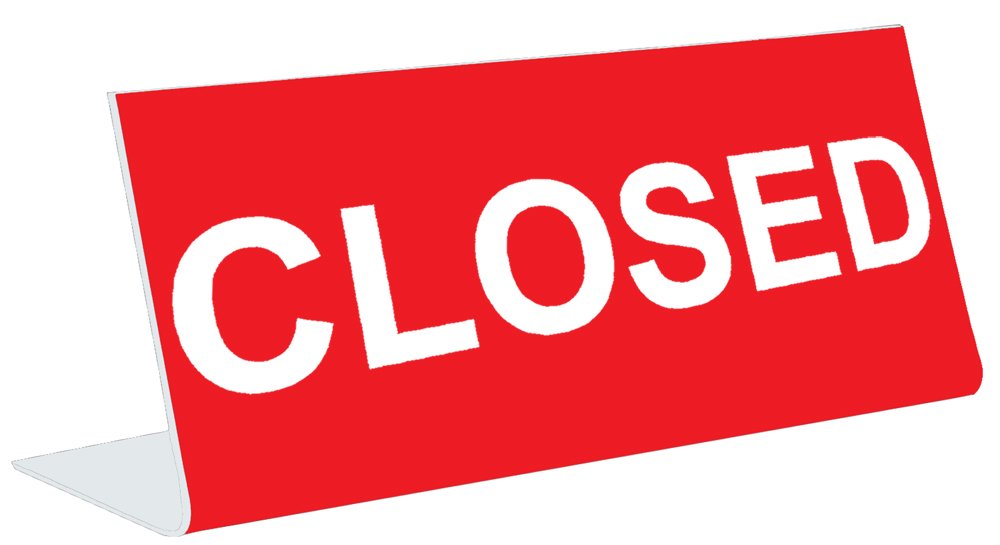 3' X 8' Engraved Tabletop Pedestal Desk Sign - Closed - Red/White