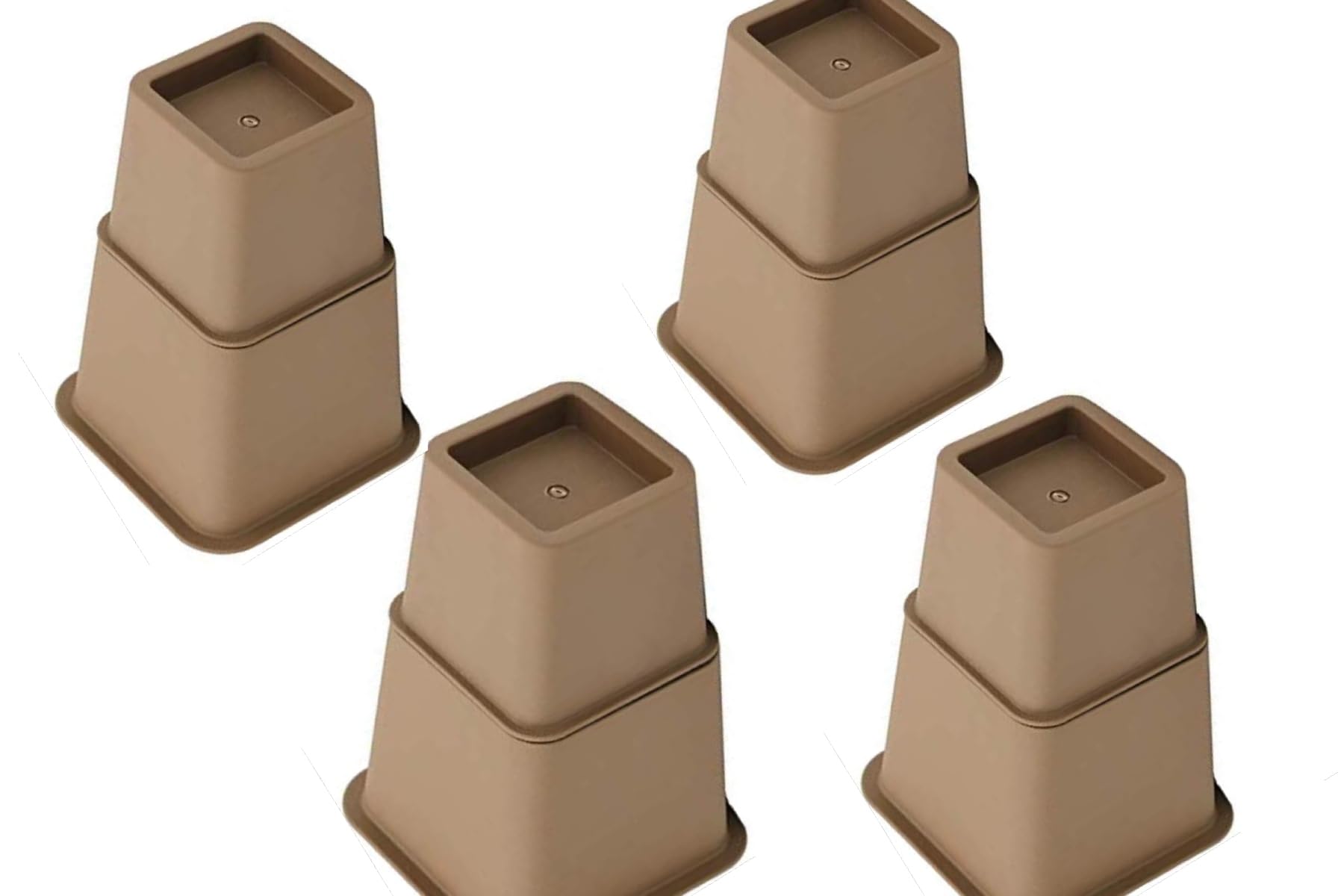 HomeRoots Adjustable Bed Risers and Furniture Risers, Heavy Duty Plastic Table Risers 3', 5' or 8' Furniture Riser for Bed and Sofa | Holds up to 1300LB Weight | Brown Color | Set of 4 Desk Risers