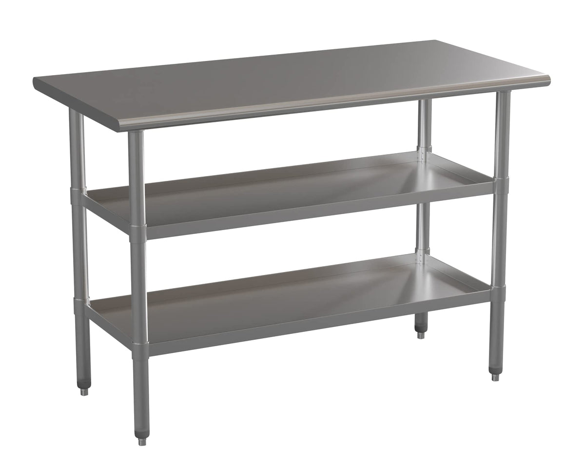 Flash Furniture Stainless Steel 18 Gauge Work Table with 2 Undershelves - NSF Certified - 48&quot;W x 24&quot;D x 34.5&quot;H