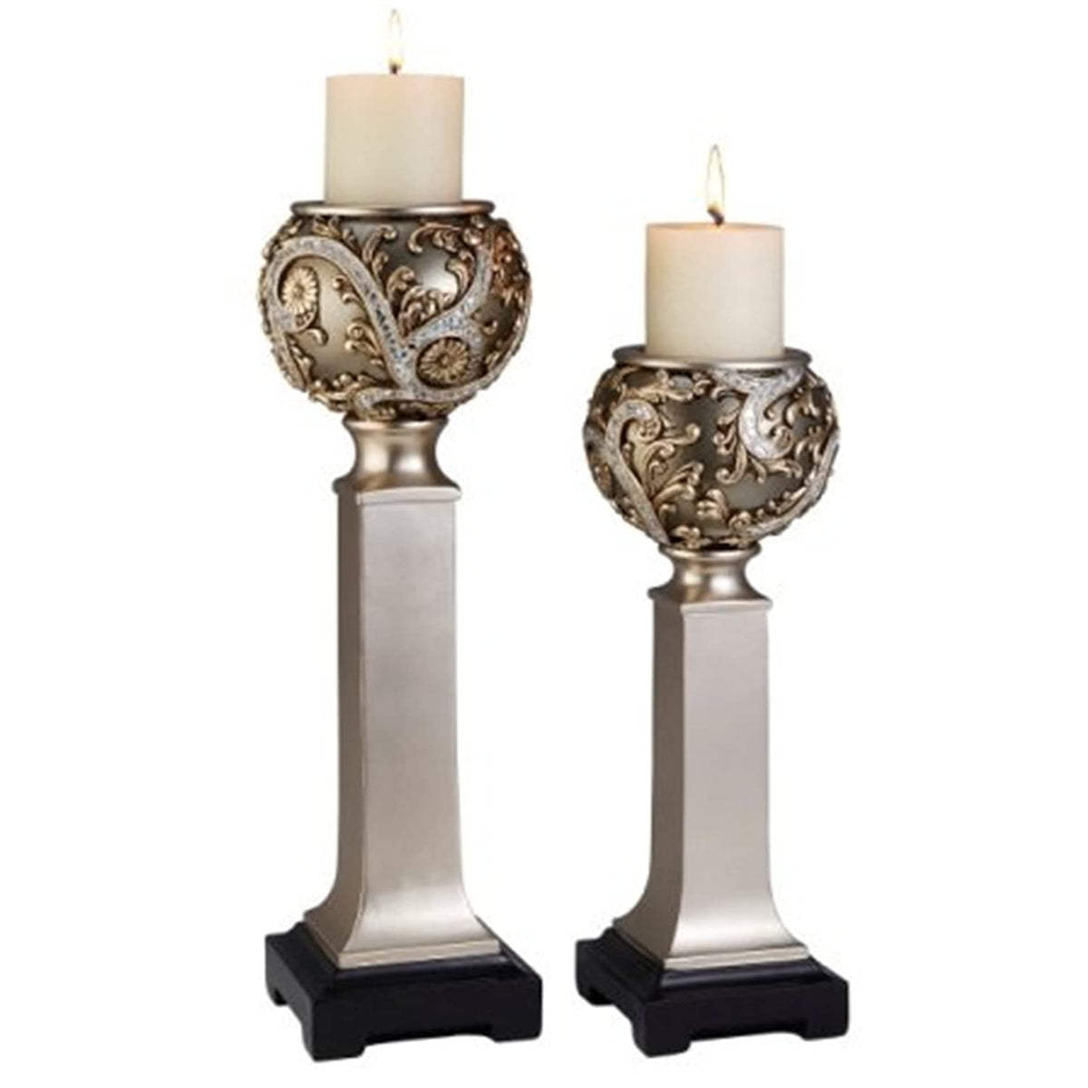 Ok Lighting Silver Vine Candleholder Set (Set Of 2)