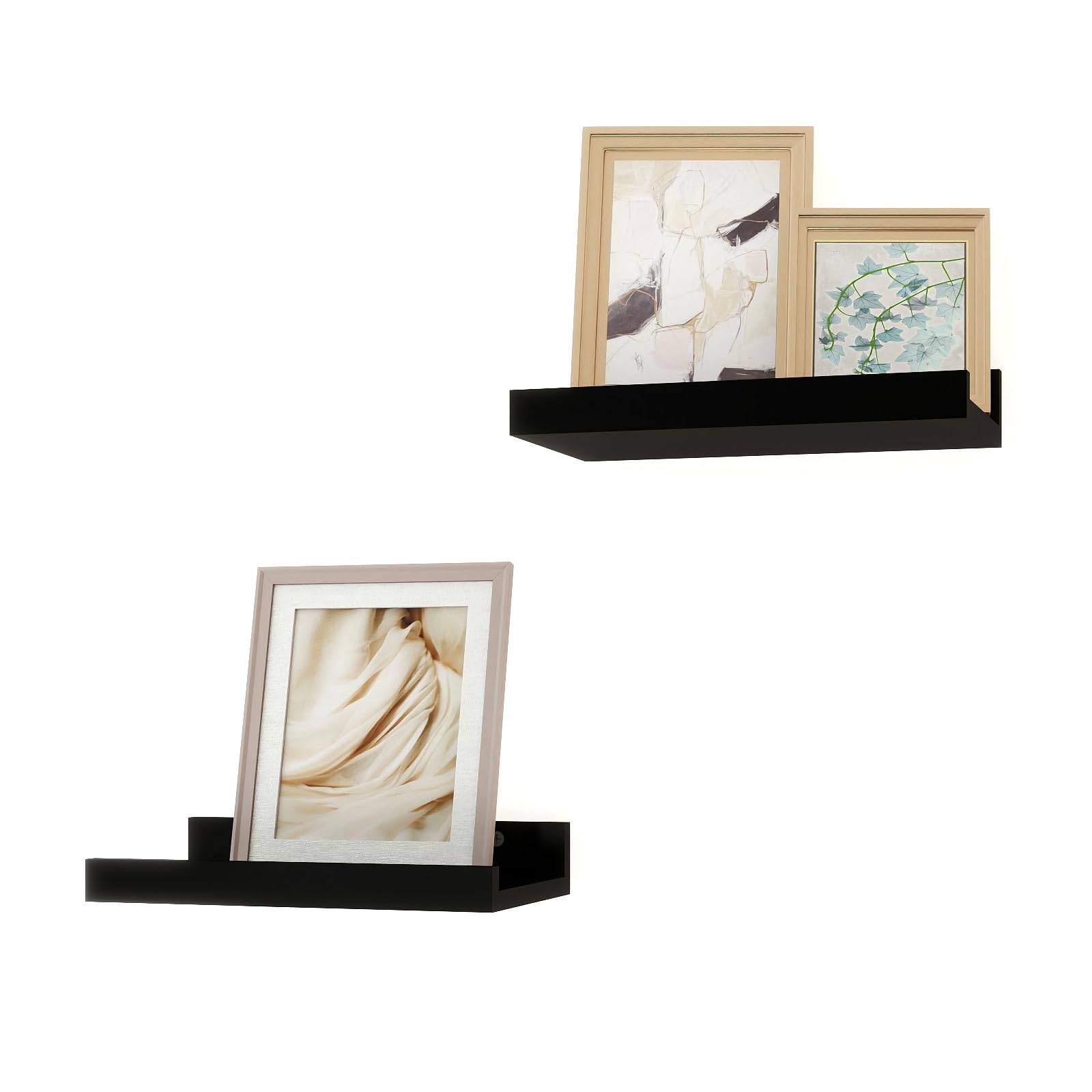 Solrot Small Black Floating Shelves for Wall Decor, Wall Mounted Wood Shelf for Bedroom, Living Room, Bathroom, Kitchen, Nursery
