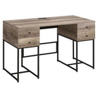 Acme Desirre Wooden Top 4-Drawer Writing Desk In Rustic Oak And Black