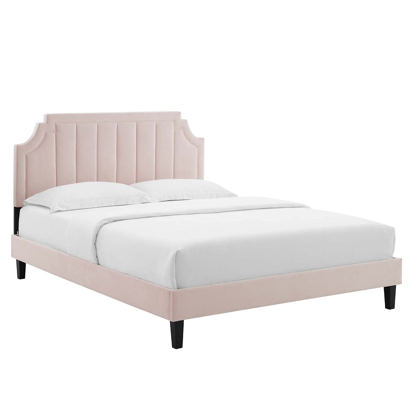 Modway MOD-6914-PNK Sienna Performance Velvet Full Platform Bed, Pink
