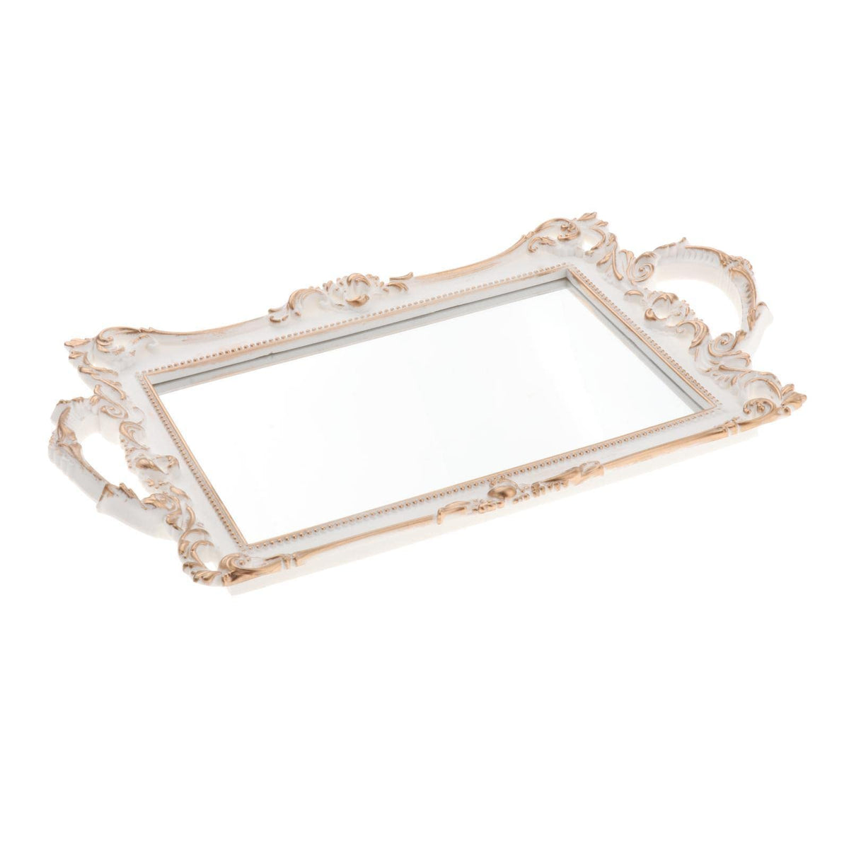 Myaddiction Vintage Mirrored Vanity Tray Jewelry Tray Perfume Decorative Tray White