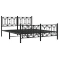 vidaXL Metal Bed Frame without Mattress with Footboard Black 63inchx78.7