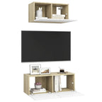 vidaXL TV Cabinet Set 2 Piece Home Living Room Furniture TV Stand HiFi Stereo Cabinet Media Unit Entertainment Center Sonoma Oak Engineered Wood