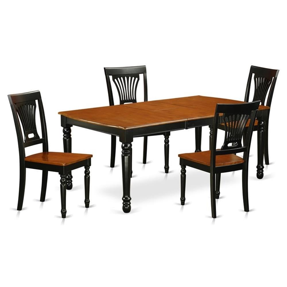 East West Furniture DOPL5-BCH-W 5 Piece Modern Dining Table Set Includes a Rectangle Wooden Table with Butterfly Leaf and 4 Dining Room Chairs, 42x78 Inch, Black & Cherry