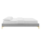 Modway Mod-6305-Lgr Sutton Twin Performance Velvet Bed Frame, Light Gray