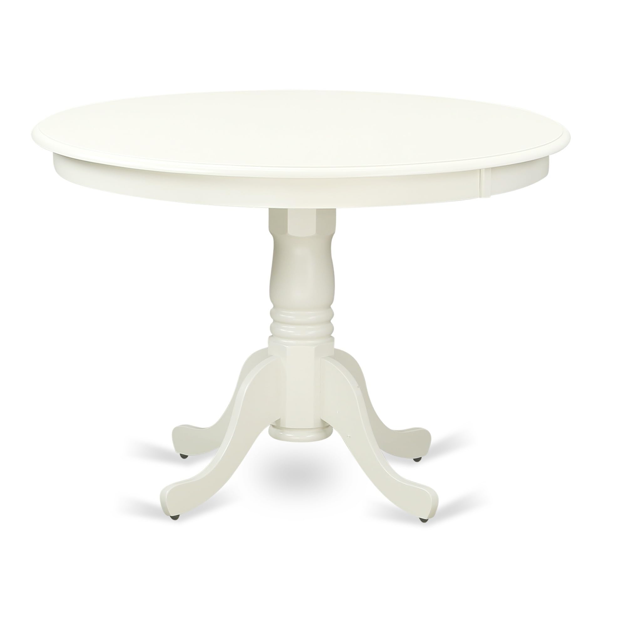 Ergode Luxurious HLDA5-LWH-W-VV 5PC Round 42' Table & 4 Chairs Set - Linen White Finish, Compact Design, Modern Style, Asian Ha